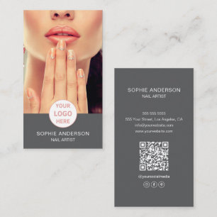 Nagelartiest Eigen Logo Foto Grijs Visitekaartje