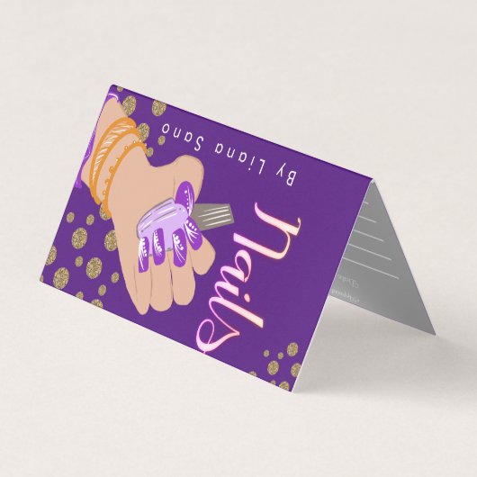 Nagelartiest Glow Script Handgetekende Afspraak Visitekaartje (Voorkant)
