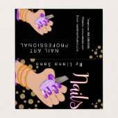Nagelartiest Glow Script Handgetekende Afspraak Visitekaartje (Buitenkant ongevouwen)