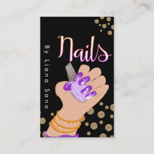 Nagelartiest Glow Script Handgetekende Illustratie Visitekaartje