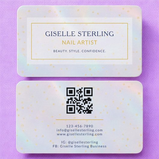 Nagelartiest Holografische QR-code Visitekaartje