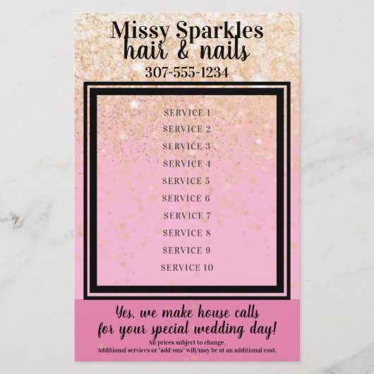 Nagelartiest manicure pedicure salon prijzenlijst flyer (Voorkant)