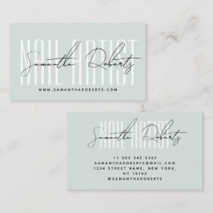 Nagelartiest moderne typografie script blauw visitekaartje