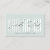 Nagelartiest moderne typografie script blauw visitekaartje (Voorkant)