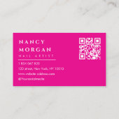 Nagelartiest Rood Roze Luipaardprint Qr Code Visitekaartje (Achterkant)