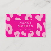 Nagelartiest Rood Roze Luipaardprint Qr Code Visitekaartje (Voorkant)