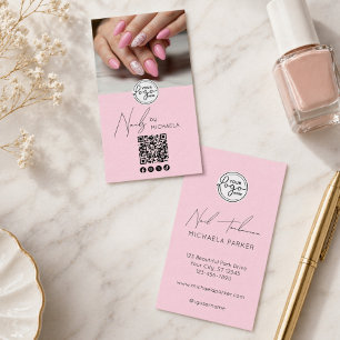 Nagelartiest Script Typografie Logo QR Code Foto Visitekaartje