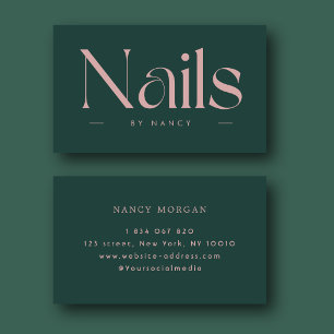 nagelartiest vette typografie groen en roze visitekaartje