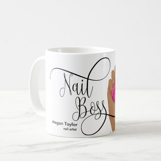 Nagelbaas, nageltechnicus, lange nagels, manicure koffiemok (Voorkant links)