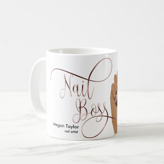 Nagelbaas, nageltechnicus, lange nagels, manicure koffiemok (Voorkant links)