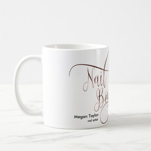 Nagelbaas, nageltechnicus, lange nagels, manicure koffiemok (Links)