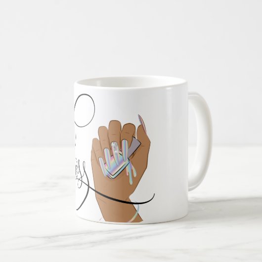 Nagelbaas, nageltechnicus, lange nagels, manicure koffiemok (Voorkant rechts)