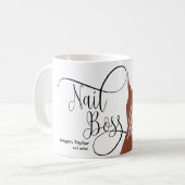 Nagelbaas, nageltechnicus, rozen gouden vierkant koffiemok (Voorkant links)