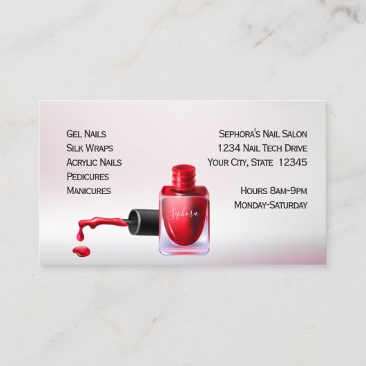 Nagelkunsten Technicus - Rode nagellak2 Visitekaartje (Achterkant)