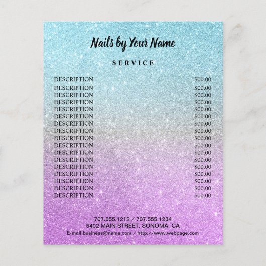 nagelkunstenaar business gepersonaliseerde flyer (Achterkant)