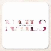 Nagelkunstenaar Elegant Modern Wit Roze Manicurist Kartonnen Onderzetters (Voorkant)