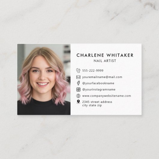 Nagelkunstenaar Mauve Polish Photo Modern Typograp Visitekaartje (Achterkant)