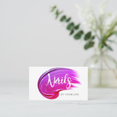 Nagelkunstenaar Modern handgeschreven script roze  Visitekaartje (Staand voorkant)