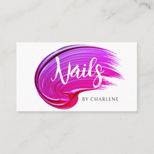 Nagelkunstenaar Modern handgeschreven script roze  Visitekaartje (Voorkant)