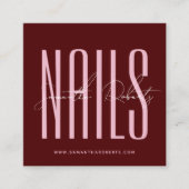 Nagelkunstenaar moderne typografie script rood vierkante visitekaartje (Voorkant)