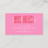 Nagelkunstenaar moderne typografie script roze visitekaartje (Achterkant)
