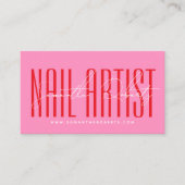 Nagelkunstenaar moderne typografie script roze visitekaartje (Voorkant)