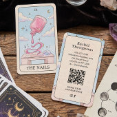 Nagelkunstenaar Pastel Tarot QR-code Zakelijke Kaa Visitekaartje