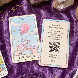 Nagelkunstenaar Pastel Tarot QR-code Zakelijke Kaa Visitekaartje