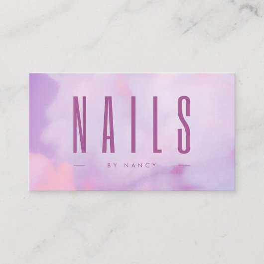 Nagelkunstenaar QR Code & Logo Paarse Holografisch Visitekaartje (Voorkant)