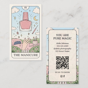Nagelkunstenaar Roze Pastel Tarot Visitekaartje