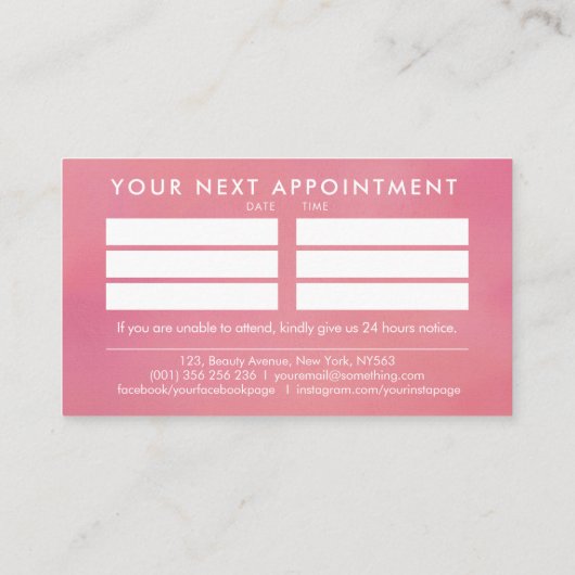 Nagelkunstenaar Word Art - Gentle Pastel Roos Visitekaartje (Achterkant)