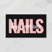 Nagelkunstenaar Zwart Achtergrond Script Type Visitekaartje (Voorkant)
