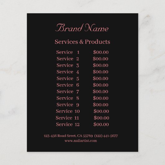 Nagelkünstlergeschäft personalisierter Flyer (Achterkant)