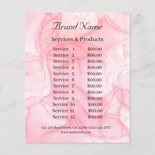 Nagelkünstlergeschäft personalisierter Flyer (Achterkant)