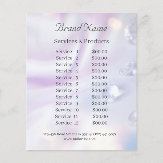 Nagelkünstlergeschäft personalisierter Flyer (Achterkant)