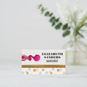 Nagellak en borstel | stip van de polka | Gouden r Visitekaartje (Staand voorkant)