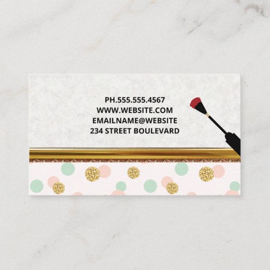 Nagellak en borstel | stip van de polka | Gouden r Visitekaartje (Achterkant)