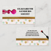 Nagellak en borstel | stip van de polka | Gouden r Visitekaartje (Voorkant / Achterkant)