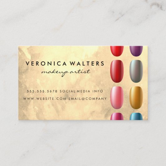 Nagellak flessen gemorst | kleurrijke manicure klantenkaartje (Voorkant)