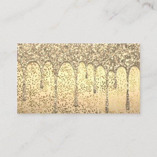 Nagellak flessen | Gold Metallic Glitter Drip Visitekaartje (Achterkant)