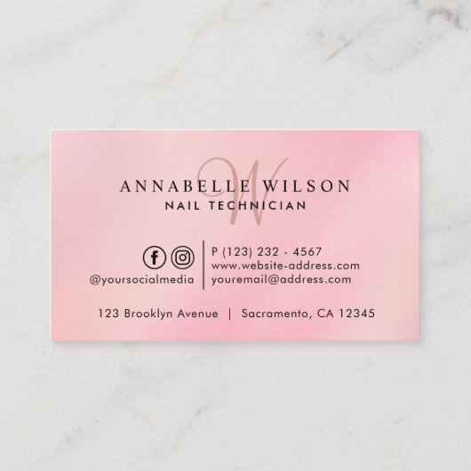 Nagellak Flessen Waterverf Monogram Klantenkaartje (Achterkant)