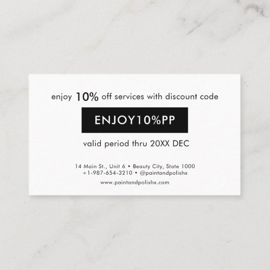 Nagellak Kleurenset Nagelsalon Korting Kaart (Achterkant)