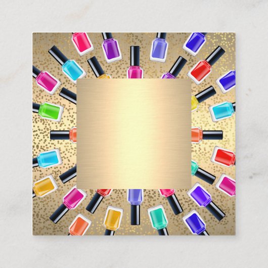Nagellak Lijst | goudmetaalvlokken Vierkante Visitekaartje (Achterkant)