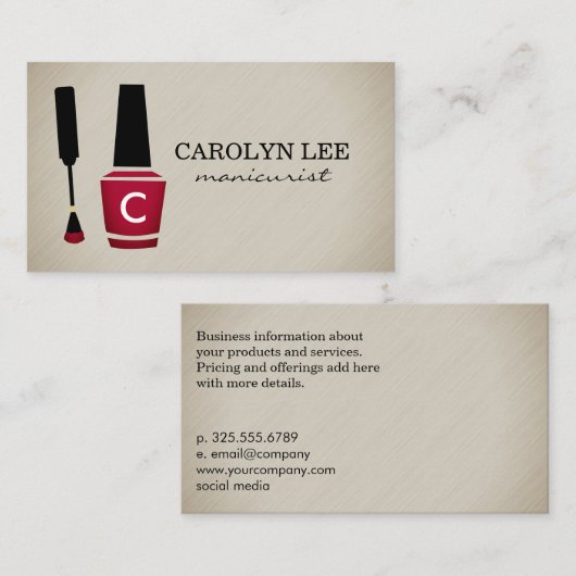 Nagellak Manicure Monogram Visitekaartje (Voorkant / Achterkant)