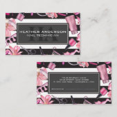 Nagellak Manicure Tools | Monogram en Strepen Afsprakenkaartje (Voorkant / Achterkant)