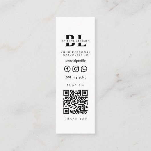 Nagellak salon manicure specialist mini visitekaartje (Achterkant)