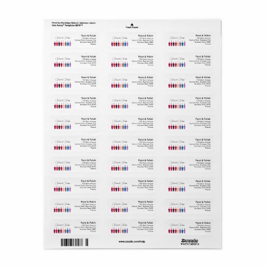 Nagellak set Nagelsalon retour adreslabel Etiket (Full Sheet)