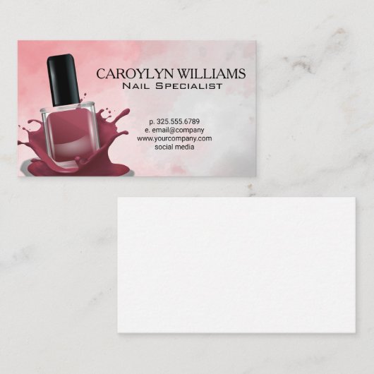 Nagellak splash | Manicure Visitekaartje (Voorkant / Achterkant)