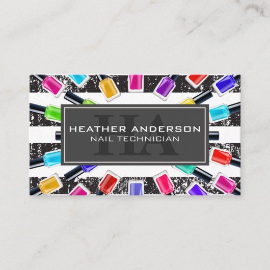 Nagelpolicflesjes | Monogram en Strepen | Afspraak Afsprakenkaartje (Voorkant)