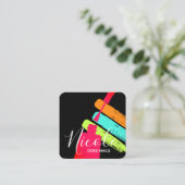 Nagelrozige kleurrijke vlekken nagelkunstenaar sal vierkante visitekaartje (Staand voorkant)